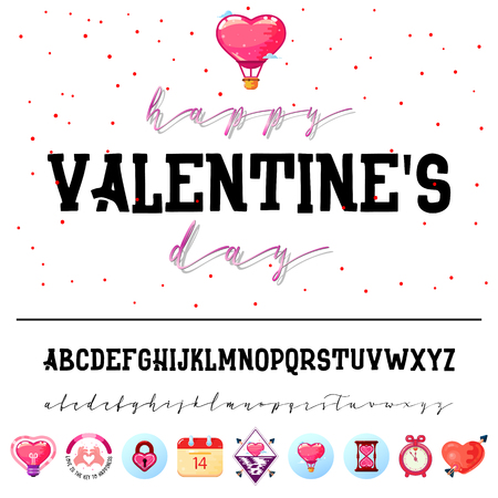 Valentine's day. The font is bold, handwriting, for love cards and wedding cards . isolated objectsのイラスト素材