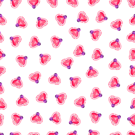 Seamless pattern of heart light bulb. Valentines day background - Vector illustration. On a white backgroundのイラスト素材