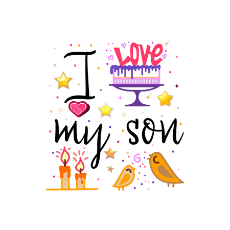 i love my son. Vector illustration on white background.のイラスト素材