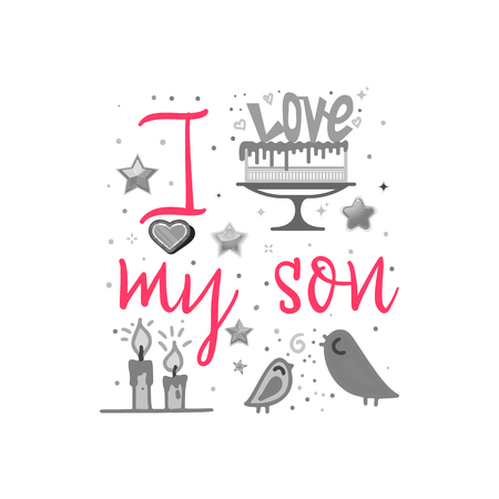 i love my son. Vector illustration on white background.のイラスト素材