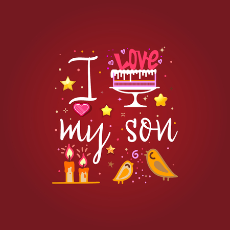 i love my son. Vector illustration on white background.のイラスト素材