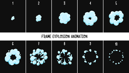 2d classic Animation explosion. Animation of smoke. Sprite for games. - Vectorのイラスト素材