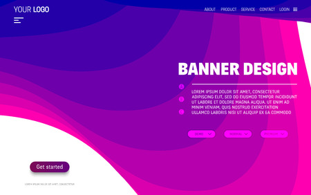 Fluid colorful shapes website template. Trendy liquid compositionのイラスト素材