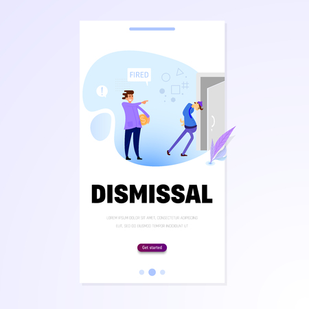Boss dismisses subordinate concept design. Flat template for landing pages and mobile applications.のイラスト素材