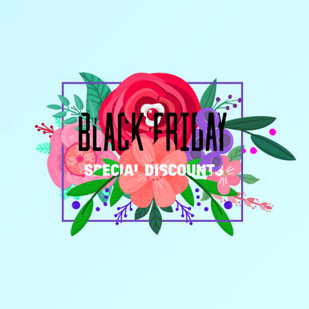Black friday, sale flower bannerのイラスト素材