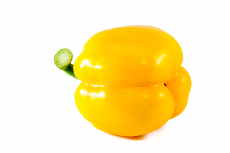 sweet yellow pepper isolated on white backgroundの写真素材