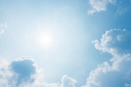  blue sky with cloud and sunの写真素材