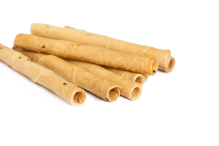 Thai dessert, Roll wafer isolated on white background 
