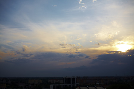 blue sunset skyの写真素材