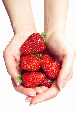 Strawberry handsの写真素材