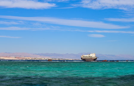 The wreck on the coral reefsの写真素材