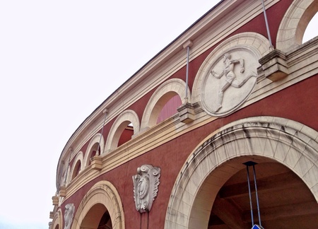 Exterior old soccer stadium Dinamo in Minsk, Belarusの素材