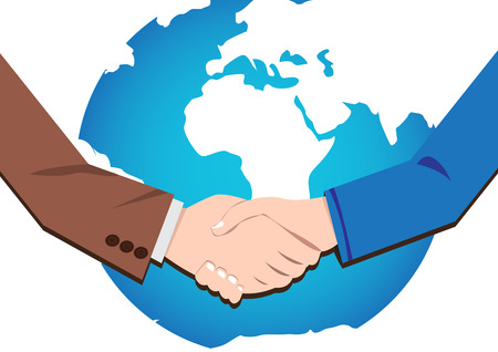 Vector concept  handshake businessmen deal and partnership in worldのイラスト素材