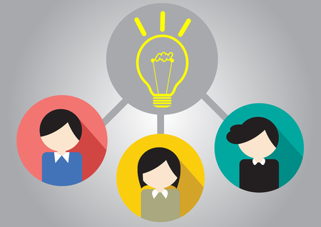 Concept Business Teamwork idea bulb lightのイラスト素材