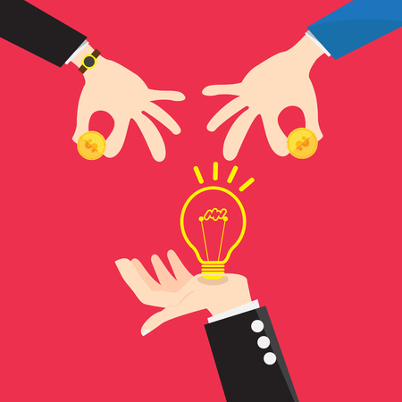 Vector Design Hands of a businessman with a light bulb idea change Moneyのイラスト素材