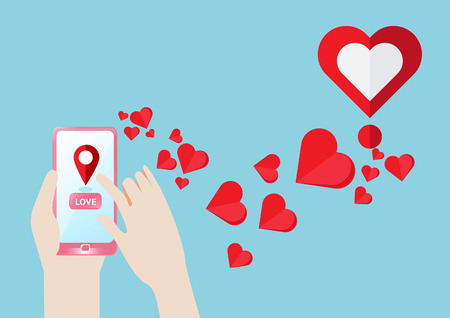 Concept vector Smartphone find to love heartのイラスト素材
