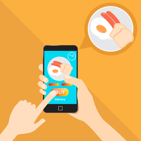 Mobile and online food ordering marketplaceのイラスト素材