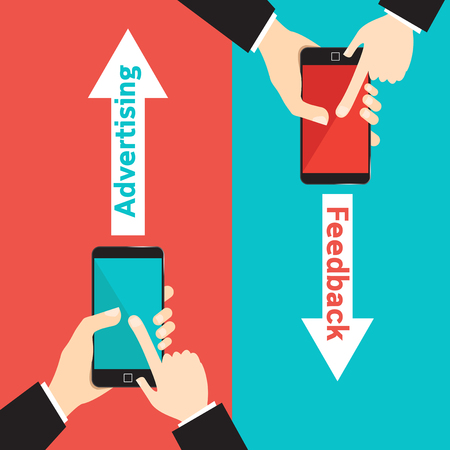 Concept communication advertising and feedback marketingのイラスト素材