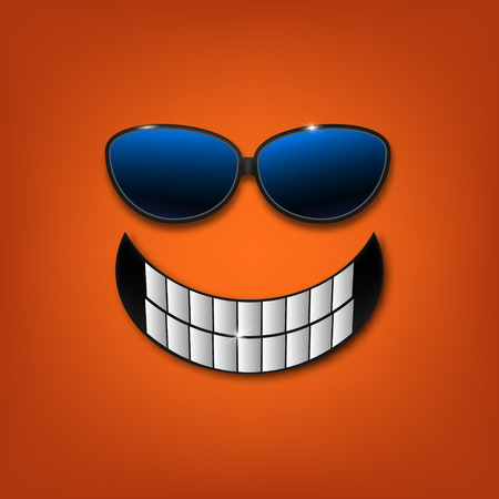 happy smile with white teeth and sunglasses.のイラスト素材