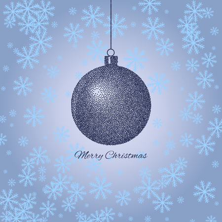 Merry Christmas. Dotwork background with christmas ball and snowflakes. EPS10のイラスト素材