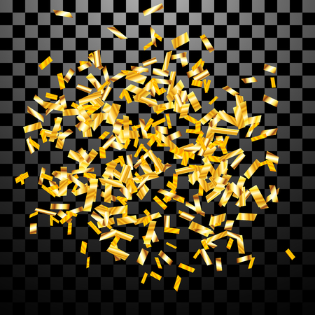 Abstract background with many falling gold confetti pieces. Vector illustrationのイラスト素材