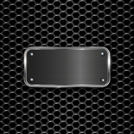 geometric pattern of hexagons with metallic banner. vectorのイラスト素材