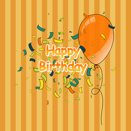Happy Birthday Greeting Card with balloon and confetti. Vector EPS10のイラスト素材