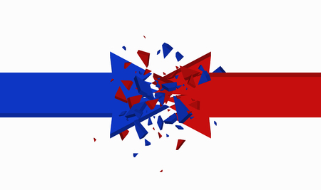 Opponents clash concept. Abstract vector background with arrows. Two opposite forces clashing. Confrontation concept vector design EPS10のイラスト素材