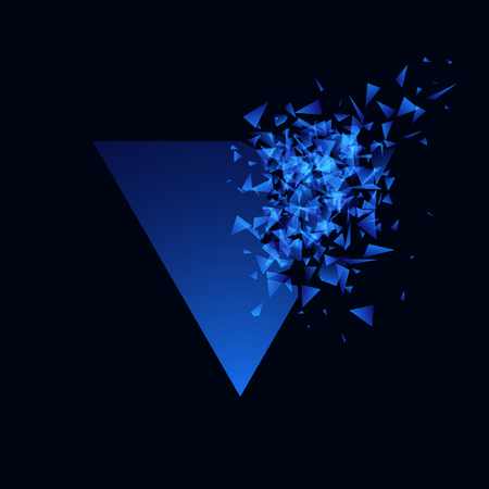 Blue techno style vector explosion. Abstract polygonal explosion banner. Geometric backgroundのイラスト素材