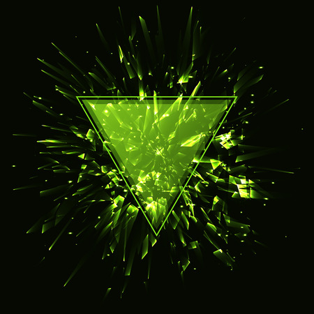 Triangular frame. Abstract green vector explosion.Vector illustrationのイラスト素材