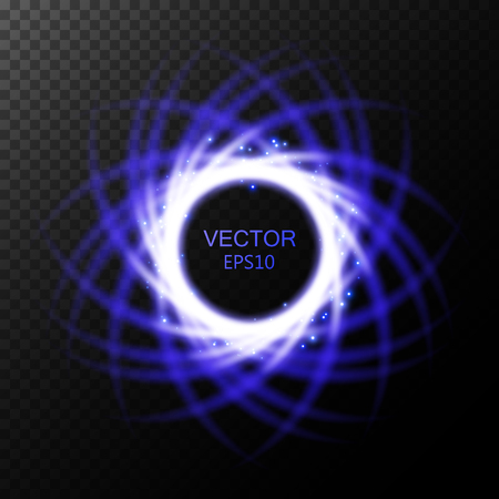 Glow light effect. Swirl trail effect on transparent background. Magic round frame. Vector illustrationのイラスト素材