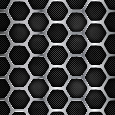 Metal Background. Hexagonal, Honey Comb Stainless Steel Mesh.のイラスト素材