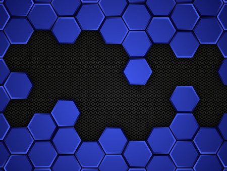 abstract blue and black background with hexagons