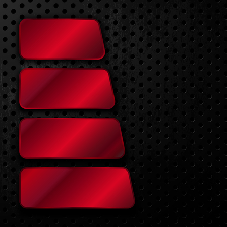 Black and red metallic background with metal strips. Vector illustration EPS10のイラスト素材
