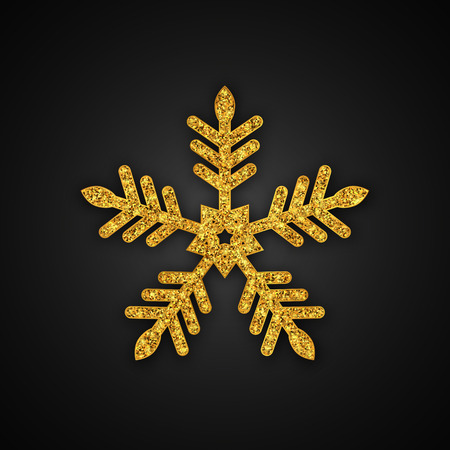 Gold Glitter Snowflake. Christmas, New Year greeting card. Vector Illustration. EPS10のイラスト素材