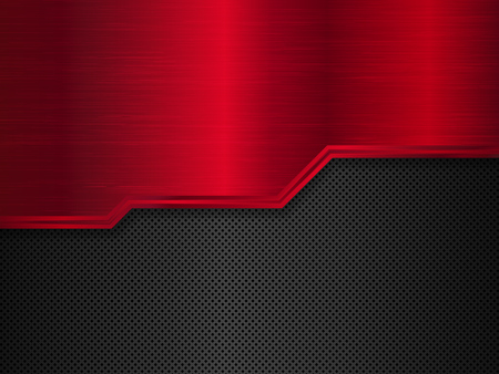 Black and red metal background. Vector metallic banner. Abstract technology background. EPS10のイラスト素材