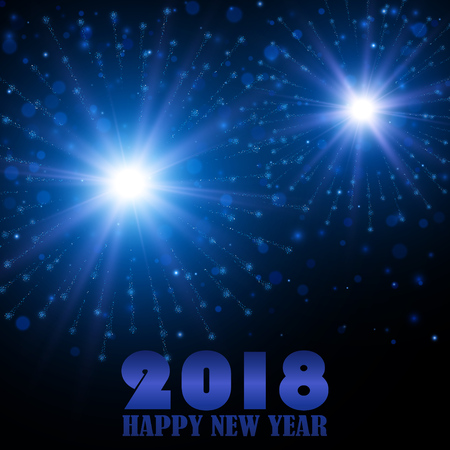 Happy New Year 2018. Vector Holiday Fireworks Background. EPS10のイラスト素材