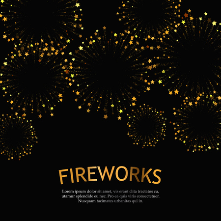 Festive gold fireworks background. Abstract vector illustration EPS10のイラスト素材