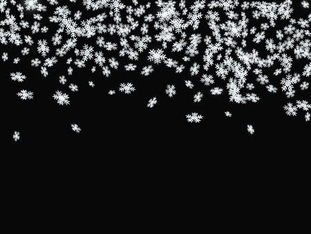 Silver snowflakes on black background. Christmas, New Year greeting card. Vector illustration EPS10のイラスト素材