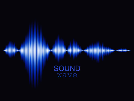 Blue sound wave background. Abstract vector illustrationのイラスト素材