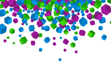 Colorful falling cubes. Vector geometric background.のイラスト素材