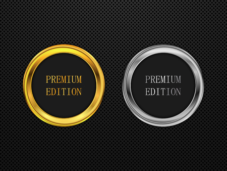 Gold and silver round frame. Premium edition. Vector illustrationのイラスト素材