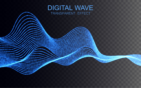 Glowing digital wave. Transparent light effect. Vector illustration.のイラスト素材