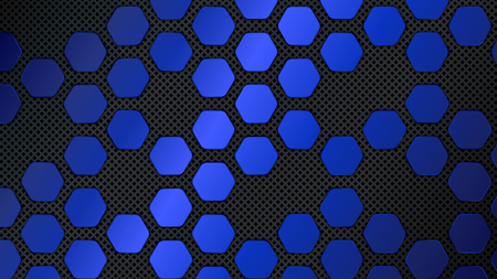 Metal texture. Abstract black and blue background with hexagons. Geometric pattern. Vector illustration EPS10のイラスト素材