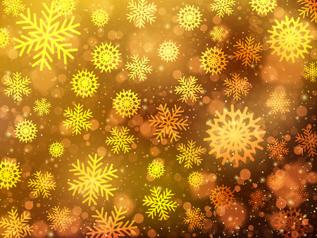 Christmas background with golden snowflakes. Abstract vector background EPS10のイラスト素材