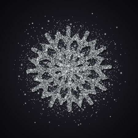 Silver Glitter Snowflake. Christmas, New Year greeting card. Vector Illustration. EPS10のイラスト素材