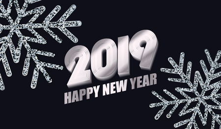 New Year background with silver glitter snowflakes. Vector illustration EPS10
