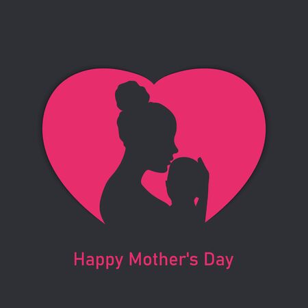 Mother and her child silhouette. Happy Mothers Day. Vector illustration EPS10のイラスト素材