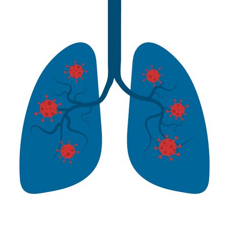 Human lungs. Coronavirus, COVID-19 concept. Respiratory system. Vector illustration.のイラスト素材