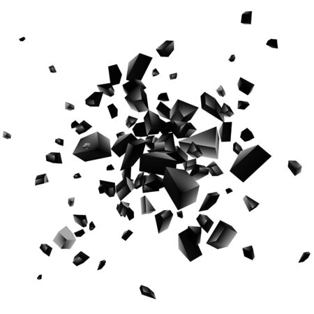 Black explosion on white background. Explosion cloud of black pieces. Abstract vector illustration EPS10のイラスト素材